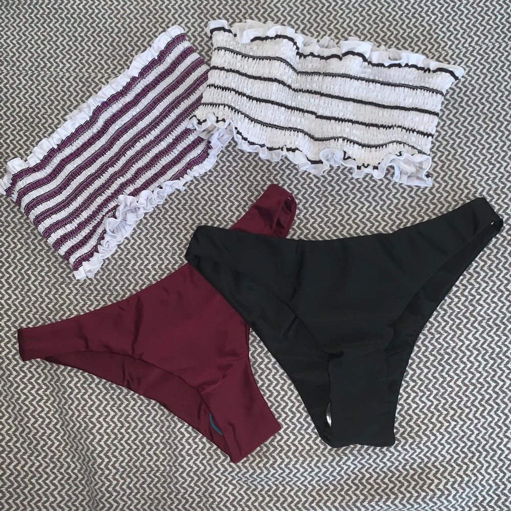 Set of Ruffled Bandeau Cheeky Bikini